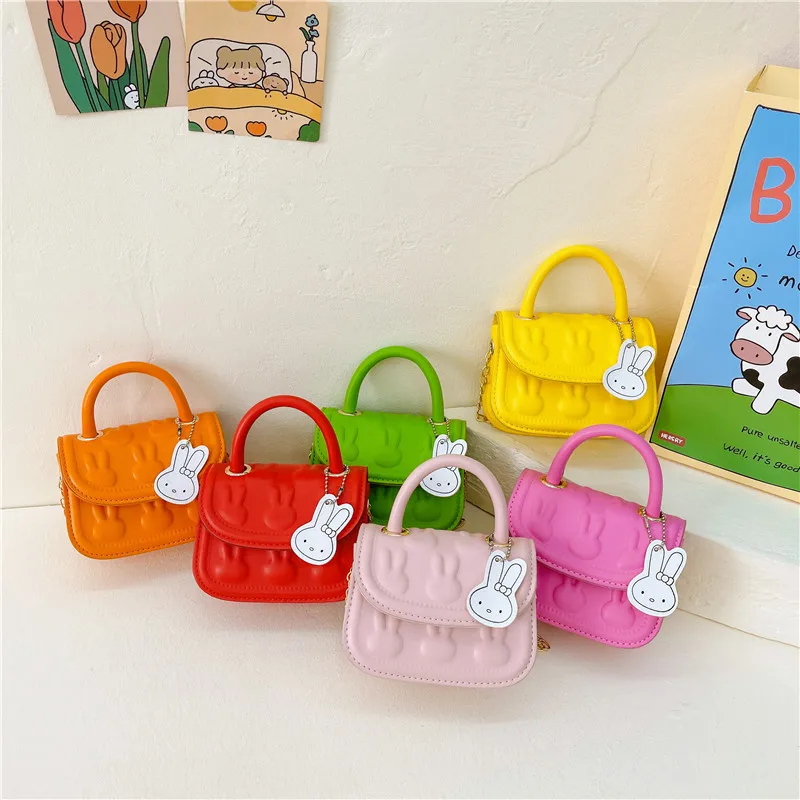 Korean Style Messenger Bag INS Bunny Girl Crossbody Bags for Girls PU Hand Bags Toddler Purses Princess Handbags Kids Bag Tote