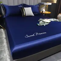 WOSTAR Elastic fitted sheet mattress protector cover satin bedspread bed linens rayon bed sheet single double queen king size 90 1