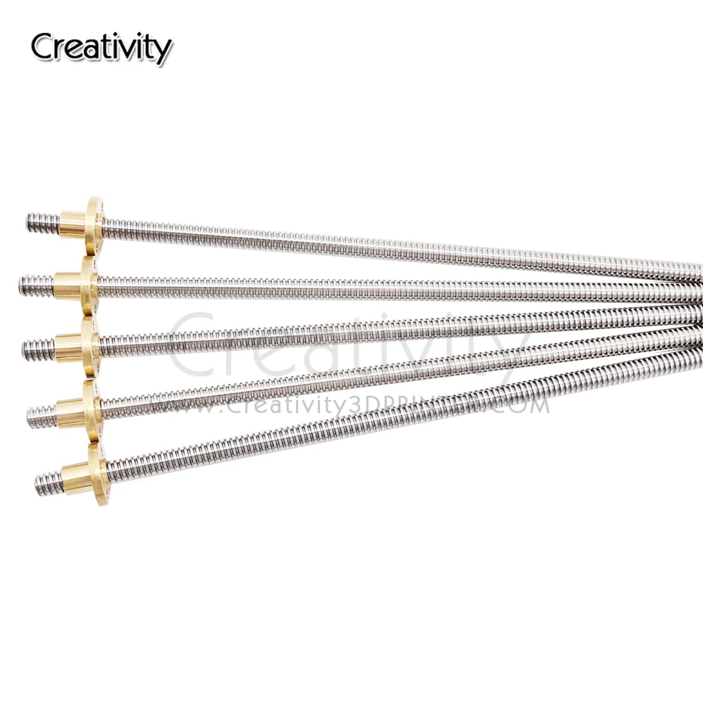 Creativity 3D T8*8 Lead Screw 8mm Pitch 8mm Lead 8mm with Brass Nut 100mm 150mm 200mm 250mm 300mm 350mm 400mm 500mm For Reprap