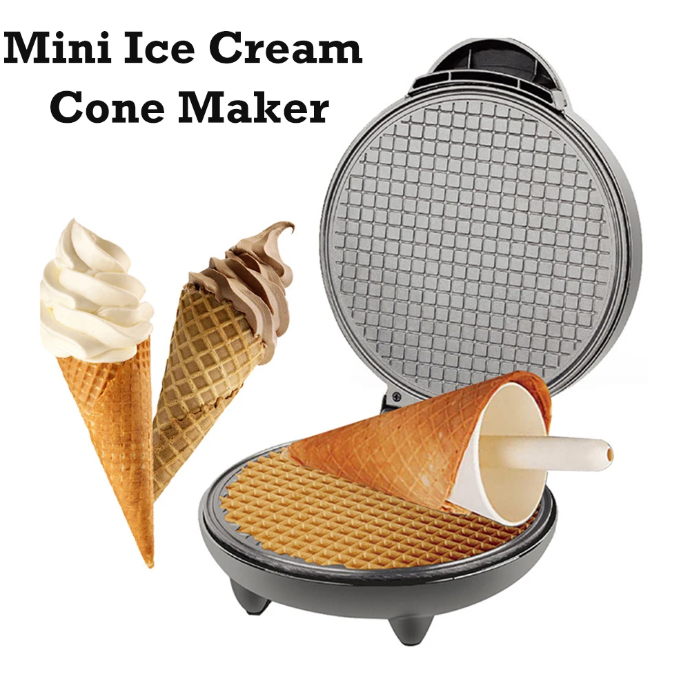 

1200W Mini Waffle Ice Cream Cone Maker 220V EU Plug Electric Spring Roll Machine With Non-stick Plates Breakfast Egg Roll Maker