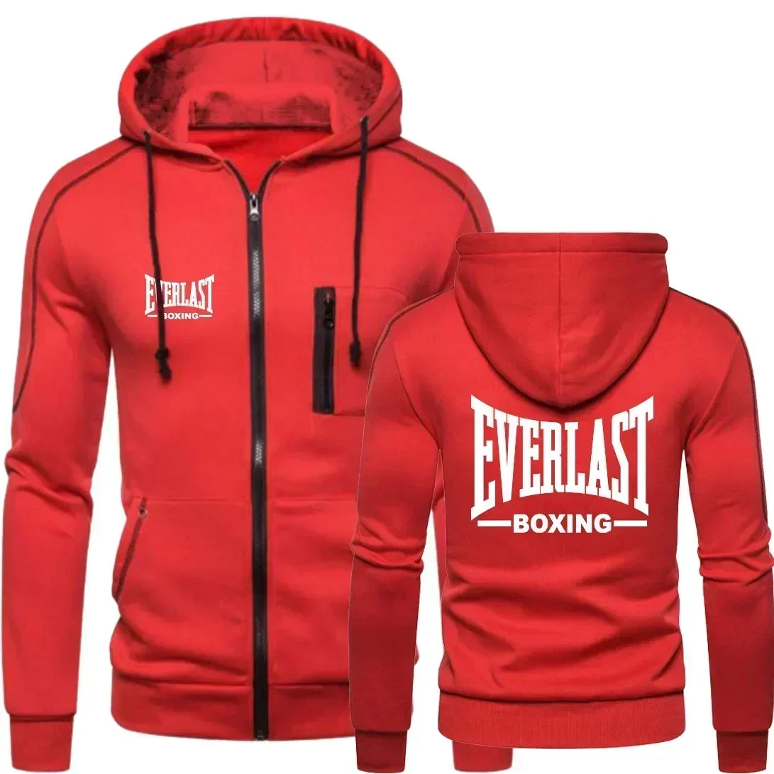 New EVERLAST Men's Autumn Winter Sportswear Simplicity Fashion zipper hoodie Solid Blazer Men's print Sportswear top Casual warm 5