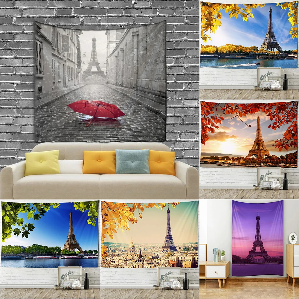 

Eiffel Tower pattern romantic atmosphere bedroom background cloth home decoration back bedroom living room wall tapestry
