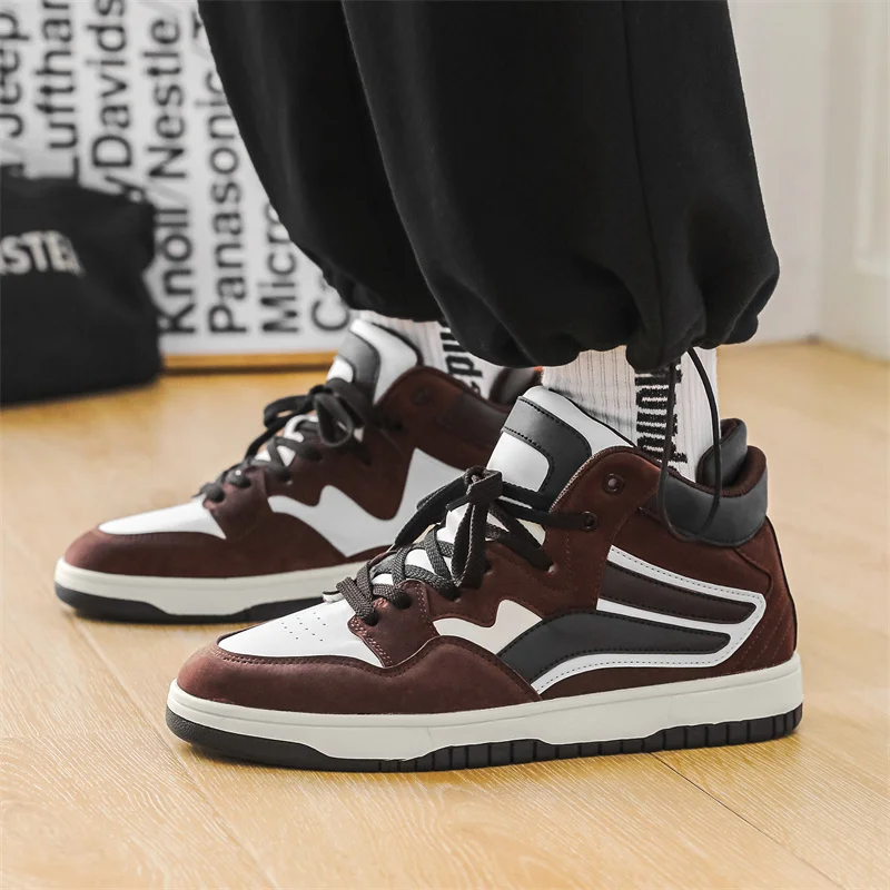 Brand Men's Women's High Top Leather Sneakers Comfortable Non-slip Basketball Shoes Casual Sport Tennis Shoes Couple Sneakers