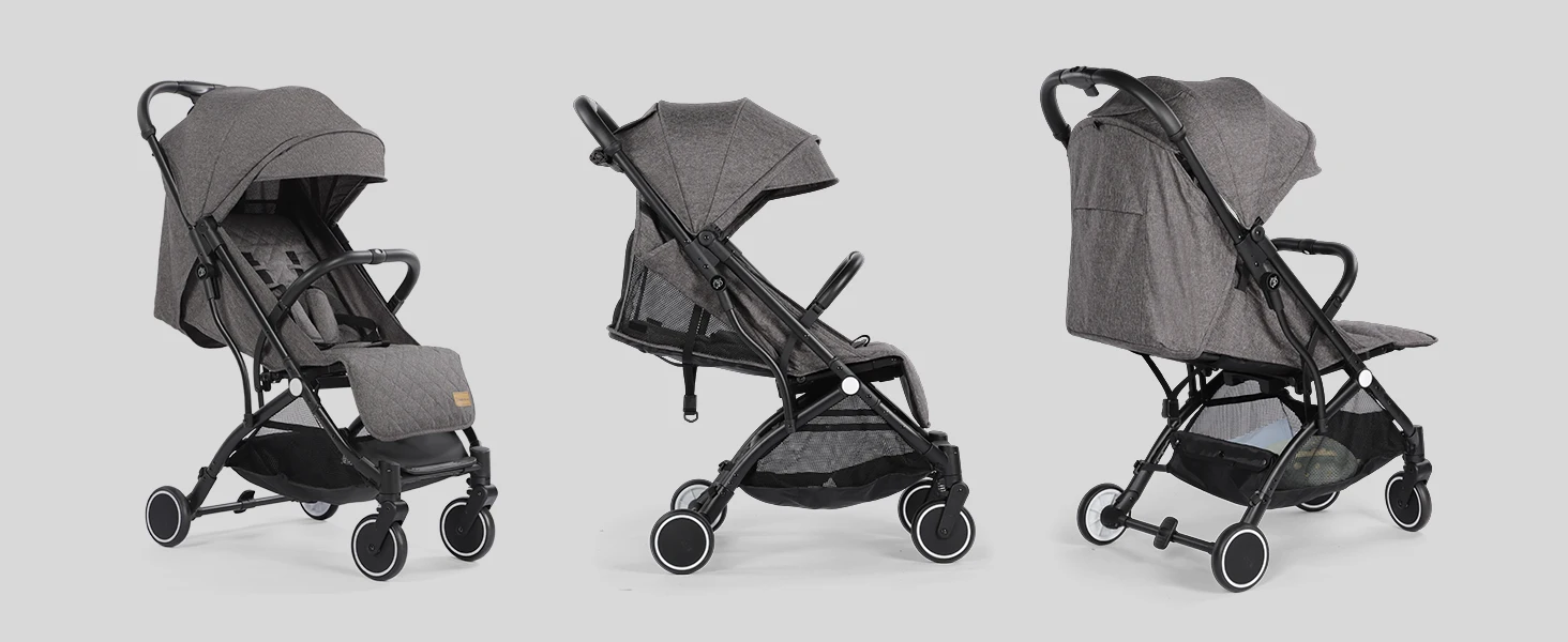 All-Season Lightweight Compact Foldable Baby Pushchair, Multi-Recline Stroller with Footmuff, Rain Cover,