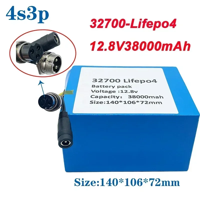 

32700 LiFePO4 Battery 4S3P 12.8V 38Ah 4S 40A 100A Balanced BMS for Electric Boat and 12V Uninterruptible Power Supply