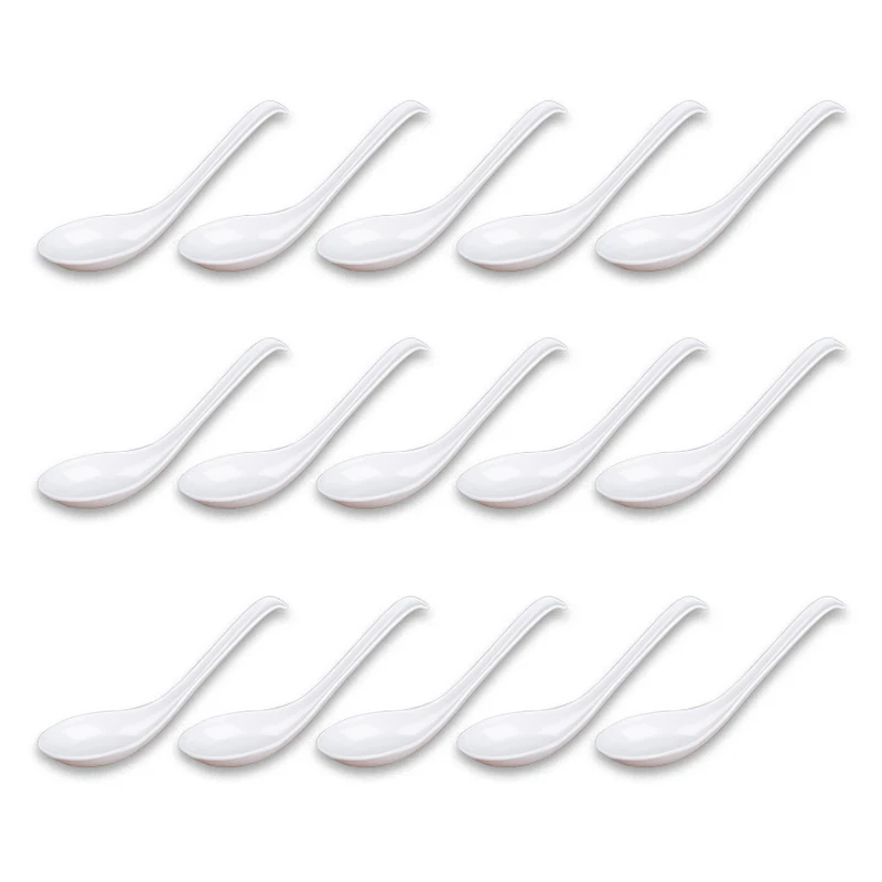 Soup Spoons,15Pcs Japanese Style Spoons Creative Rice Spoons Chinese Asian Soup Spoons with Long Handle for Restaurants