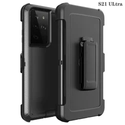 Heavy Duty Shockproof Armor Case with Belt Clip - Galaxy S24Plus (Black black)