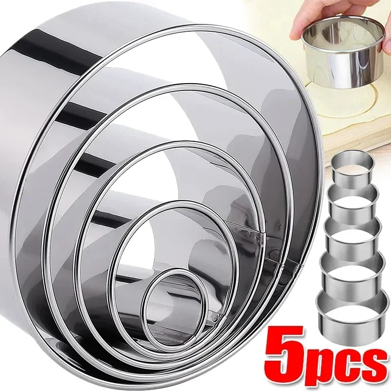 Stainless Steel Biscuit Mold Kitchen Round Cookie Cutter Set Baking Circle Pastry Cake Mould DIY Dumplings Skin Cutting Tools cookie cutter baking mold cookie mould cookie maker press kit pastry cutter
