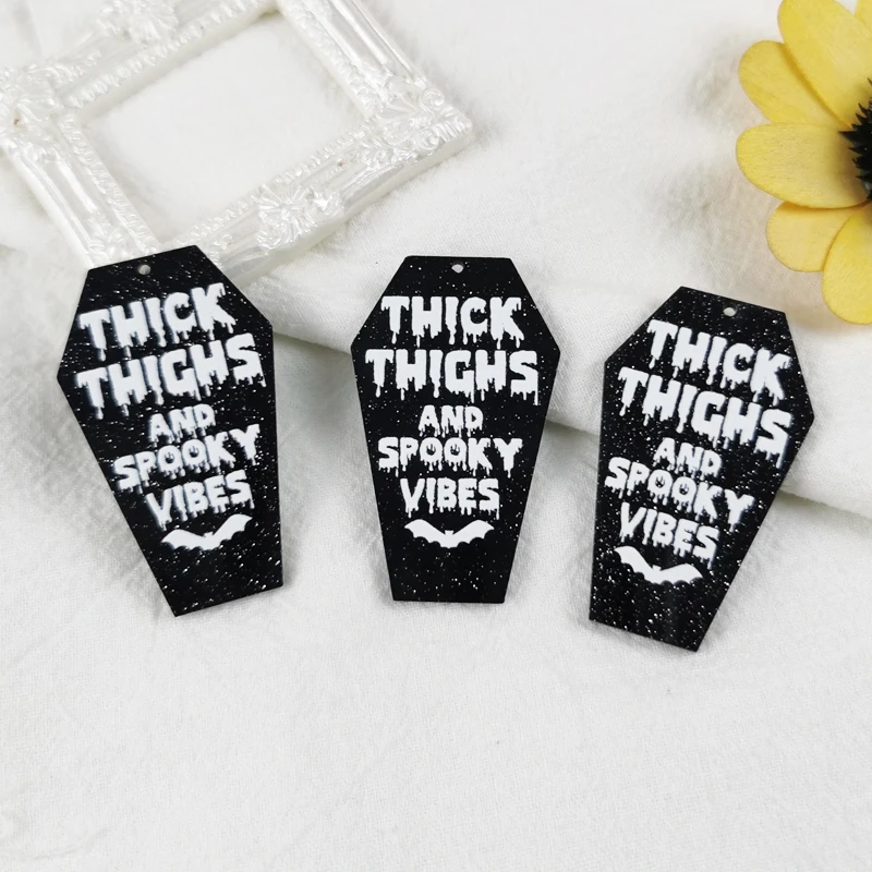 

JeQue 10PCS Acrylic Fear Halloween Tombstone Text Charms Pendant DIY Keychain Earrings Jewelry Accessories