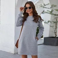 Casual Gray Sweatshirt Dress – Effortless Streetwear Chic 1
