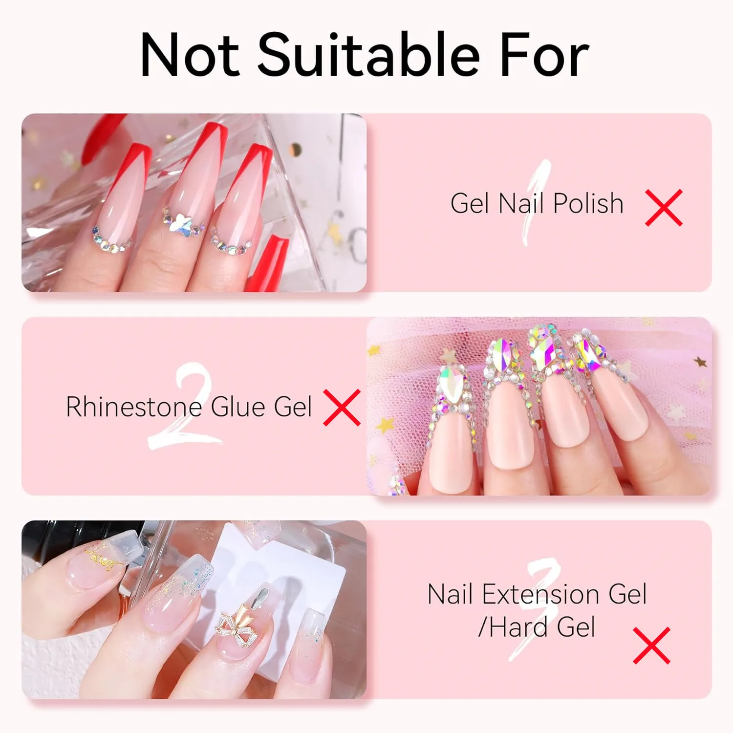 Nail Glue Remover for Press on Nails, 50ML Nail Glue Remover for UV Nail Glue, Non acetone Gentle Glue Off for False Nails Glue 4