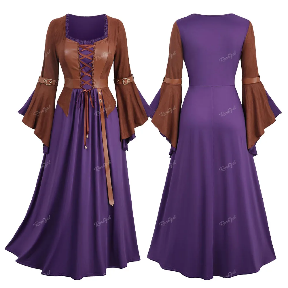 ROSEGAL Plus Size Medieval Renaissance Dresses For Women Ruffles