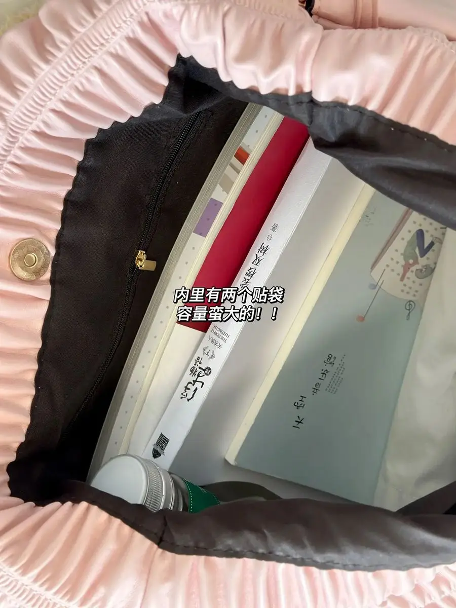 New Fashionable Canvas Pleated Bucket Shaped Women's Bag With Large Capacity Shopping Bag Casual And Simple Fashion Shoulder Bag