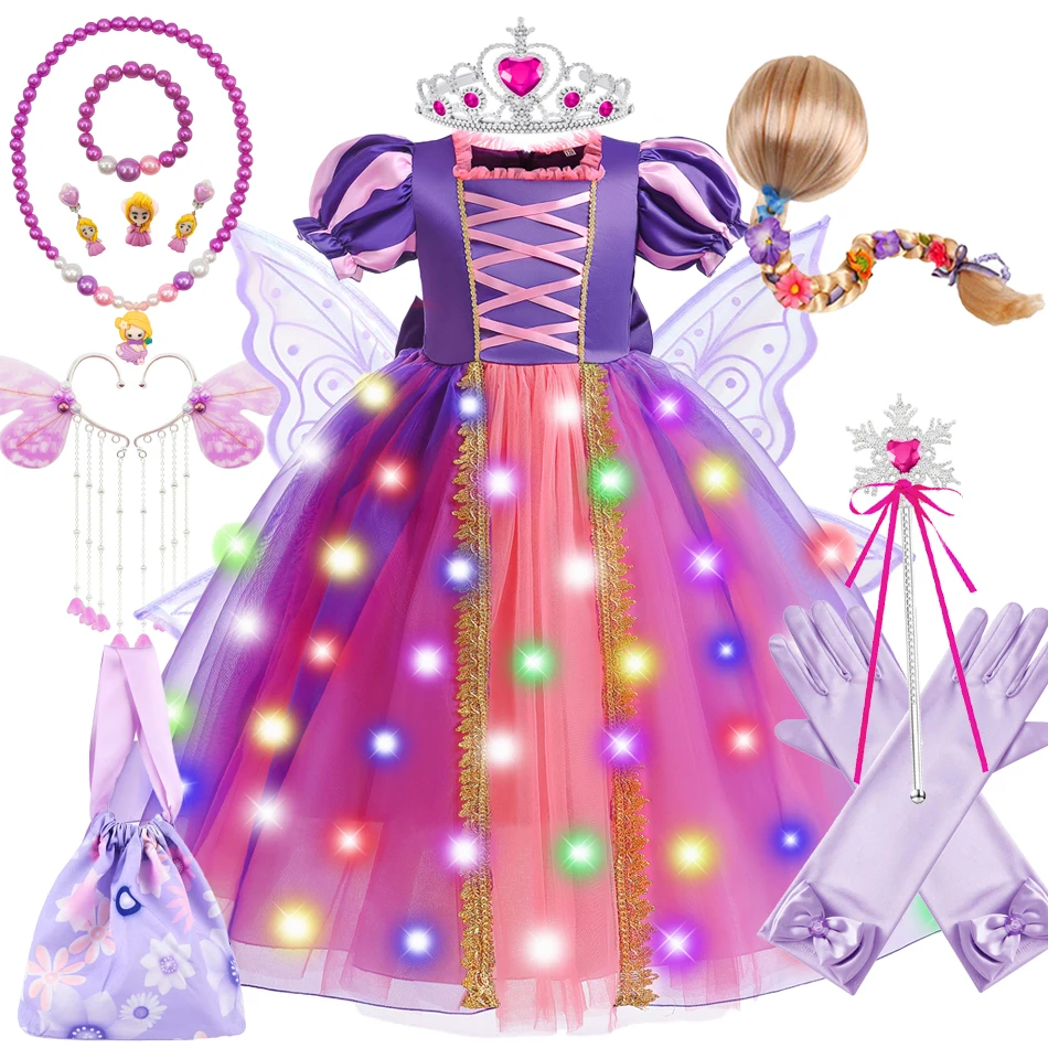 Rapunzel Kostuum Prinses Jurk Voor Meisjes Kinderen Tangled Vermomming Carnaval Prinses Frock Verjaardag Halloween Feest Fancy Kleding