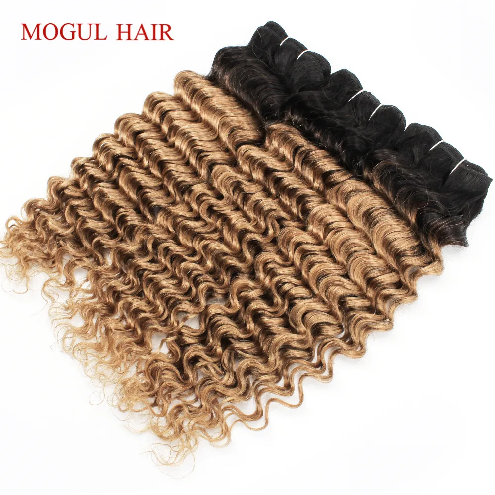 1 Bundle Deep Wave Hair Weave Natural Color Loose Deep Wave Remy Human Hair Extension Dark Brown Ombre Honey Blonde Mogul