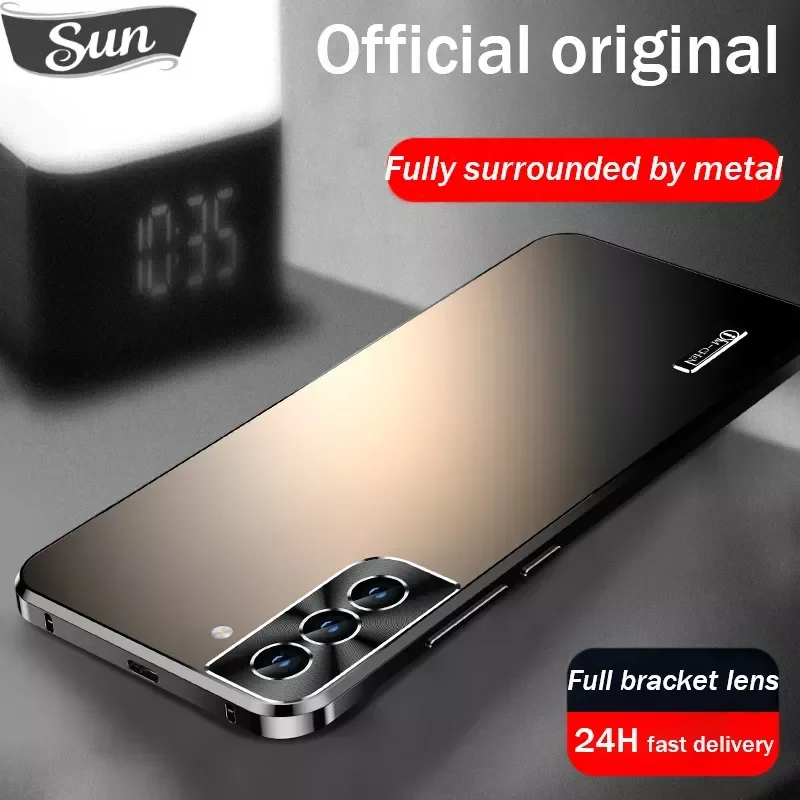 

Металлический корпус для Samsung Galaxy S23 S22 S21 ultra, чехол для телефона со встроенной защитой объектива, задняя крышка из титанового сплава для мобильных телефонов