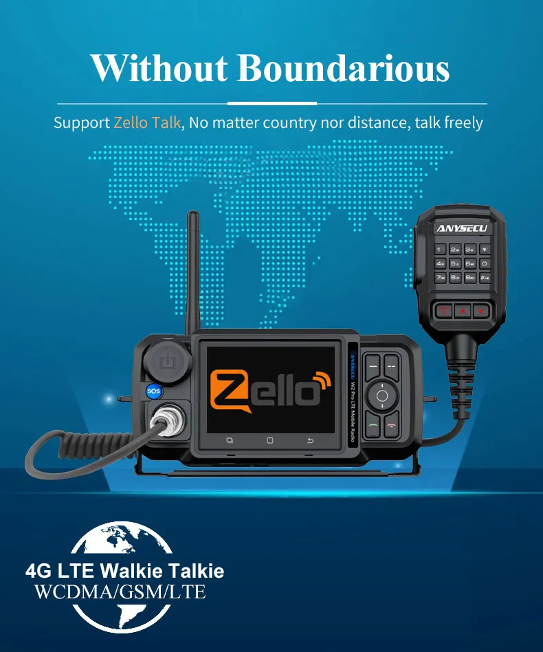 New Zello 4G-W2Pro Unlocked 4G Network Radio Android 11 WIFI Poc Radio work wit
