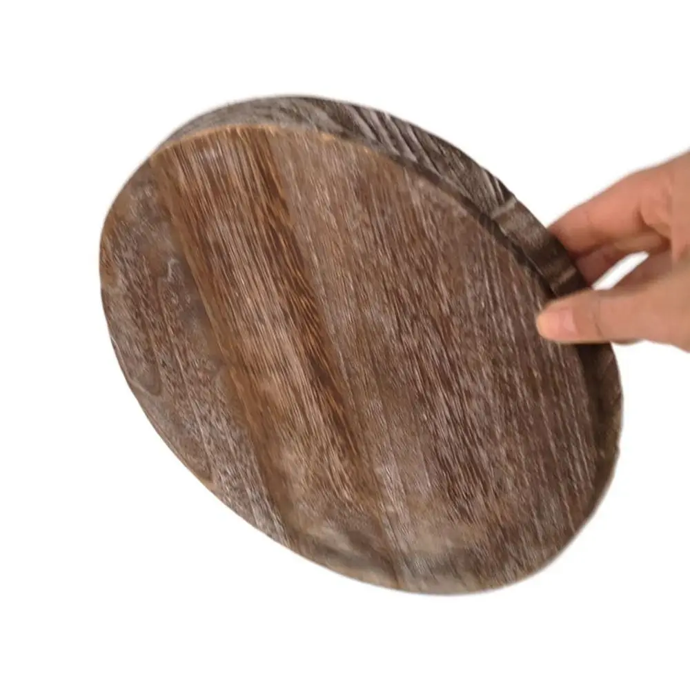 1Pc Round Wooden Tray Candle Holder Kitchen Countertop Multi-purpose Tray Home Decor for Farmhouse Dinning Table 4