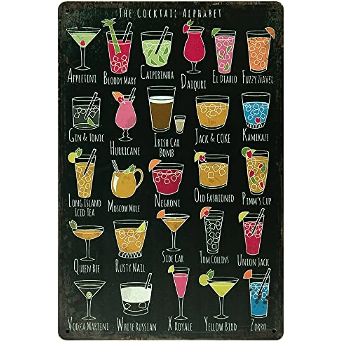 The Cocktail Alphabet Coffee Bar Decor Coffee Menu Wall Decor Coffee Metal Tin Sign Per Coffee Bar Kitchen Home Coffee Station