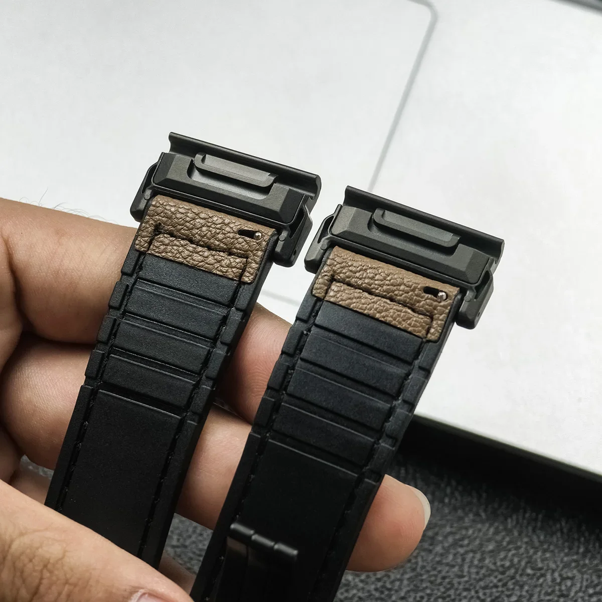 Premium Leather Silicone Sport Band – No-Gap Quick Release Watch Strap
