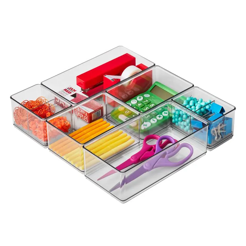 

6 Piece Office Drawer Edit Clear Plastic Storage System