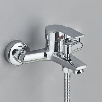 Senlesen Set di rubinetti per doccia da bagno cromati Rubinetto per vasca da bagno Miscelatore caldo freddo a parete Sistemi doccia con gru con doccia a mano in ABS 1