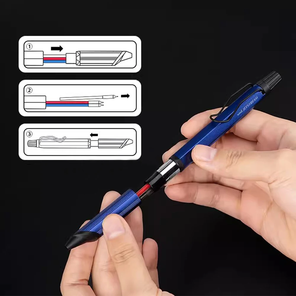 1pcs Japan UNI JETSTREAM Ultra Fine Gel Pen Multifunctional Pen SXE3-2503 Red Blue Black Ink Metal Cute Stationery Student Gifts