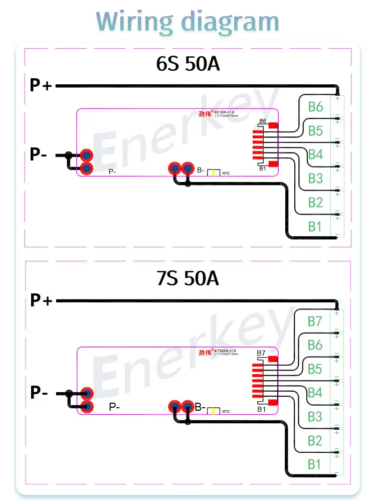 De Lítio, BMS Have NTC, 6S, 7S, 50A, Atacado