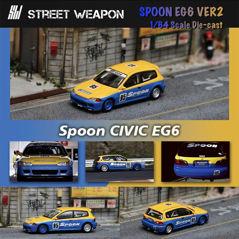 

SW In Stock 1:64 CIVIC Type R EG6 SPOON VER2 Diecast Diorama Car Model Collection Miniature Carros Toys Street Weapon