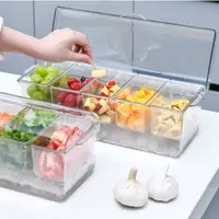 New 5 Compartments Ice Party Platter Large Capacity Transparent Ice Serving Tray Convenient Durable Bar Seasoning Box 1
