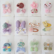 2pcs/set Mini Korean Hairpins for Baby Girls Rainbow Fruit Flower Bow Hair Clip Plush Bang Side Clip Baby Girl Hair Accessories