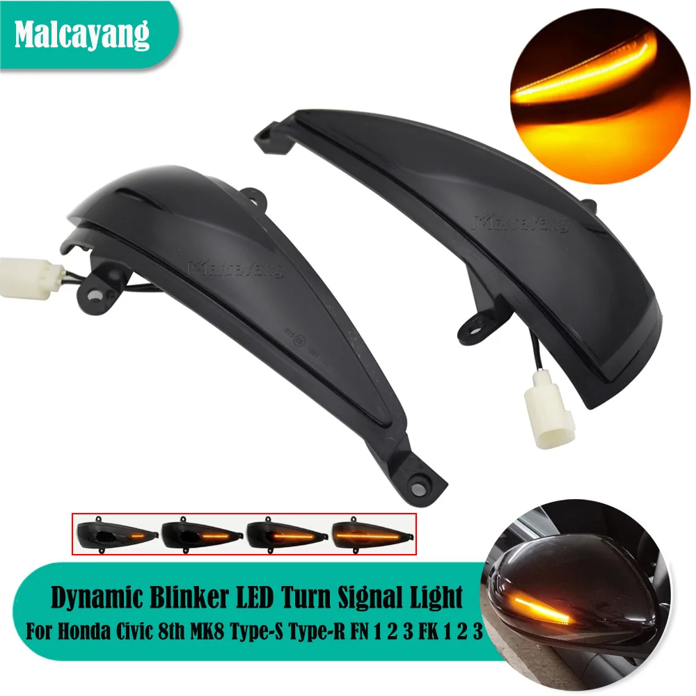 2Pcs Dynamic Blinker Led Specchietti Laterali Indicatori Di Direzione Indicatore Luminoso Per Honda Civic 8Th Mk8 Type-S Type-R Fn 1 2 3 Fk 1 2 3