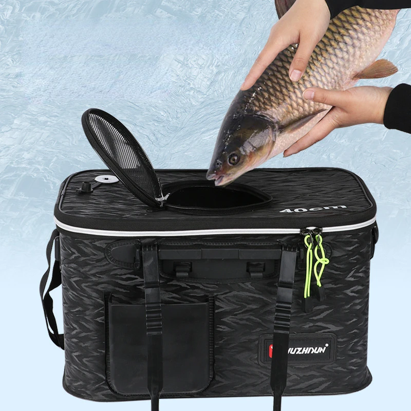 Foldable Fishing Bucket Thicker EVA Fish Tank Multi-Functional Fishes Storage Box Equipamentos Para Pesca E Camping