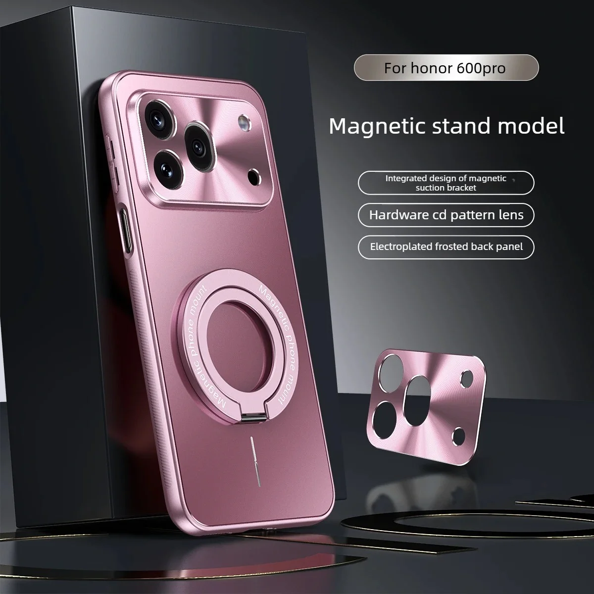 Luxury Alloy Backplane AG Phone Case with Magnetic Wireless Charging and Rotatable Bracket