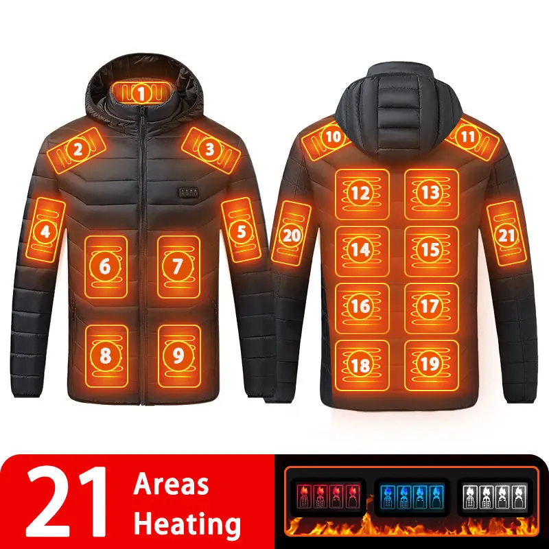 thumbnail image 1 of 19/21 ZONAS DE CALEFACCIÓN Chaquetas calefactoras USB para hombre y mujer, parkas calefactables de invierno, chaquetas calefactables eléctricas, chaquetas impermeables cálidas, 1 of 5