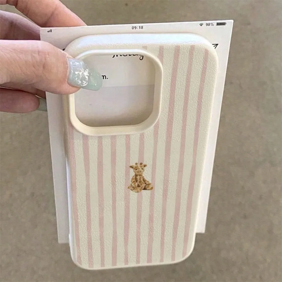 Cute Bowknot Giraffe Striped Pattern Soft Phone Case Cover