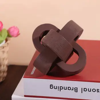 Creative Art Craft Wood Knot Ornament Handmade 3-Link Chain Wooden Buckle Hand-carved Wooden Chain Ball Office 1