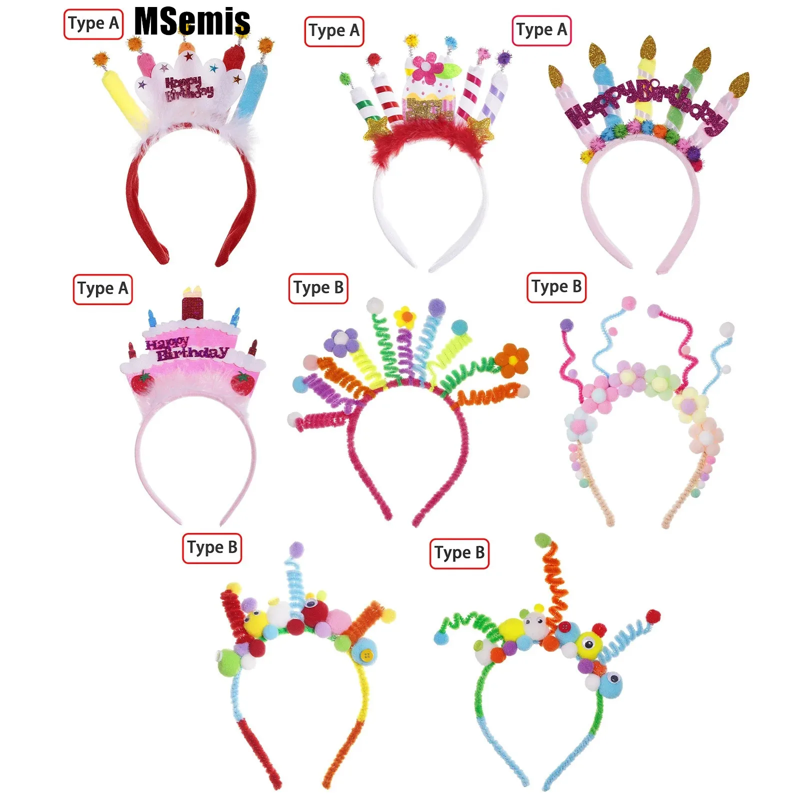 Girl Birthday Candle Cake Headband Children Cute Creative Twist Headband Xmas Birthday Party Headwear Decorations Photo Props 25pcs cool boom scientist cosplay study science baby shower party photo booth props happy birthday party decorations photo props