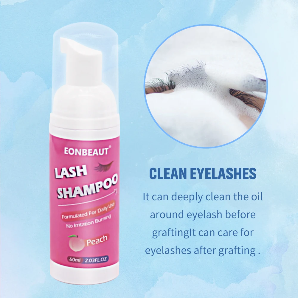 Lash Shampoo Mousse 60ml Eyelash Extension False Eyelashes Glue Cleaning Foam Pump Design No Stimulation Makeup Tool Accessories 5
