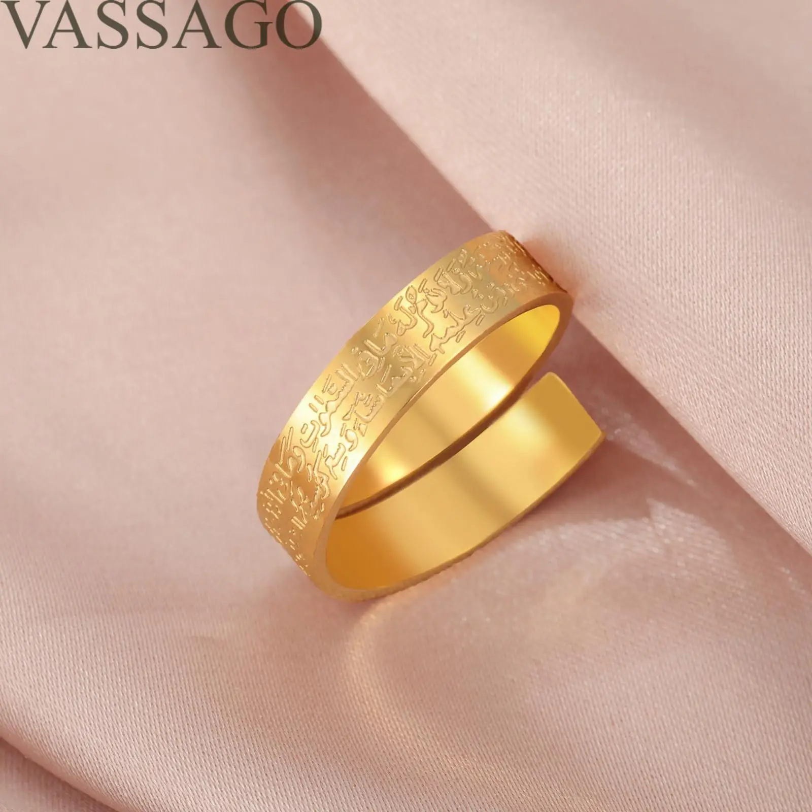 Adjustable Islamic Ayatul Kursi Bracelet Muslim Allah Quran Rings Arabic Calligraphy Openable Rings Islam Eid Islamic Jewelry 4