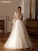 Shiny High Collar Long Sleeve Wedding Dress Sequined Beads Bride Robe Graceful Appliques Bridal Gown Customized Robe De Mariée 1