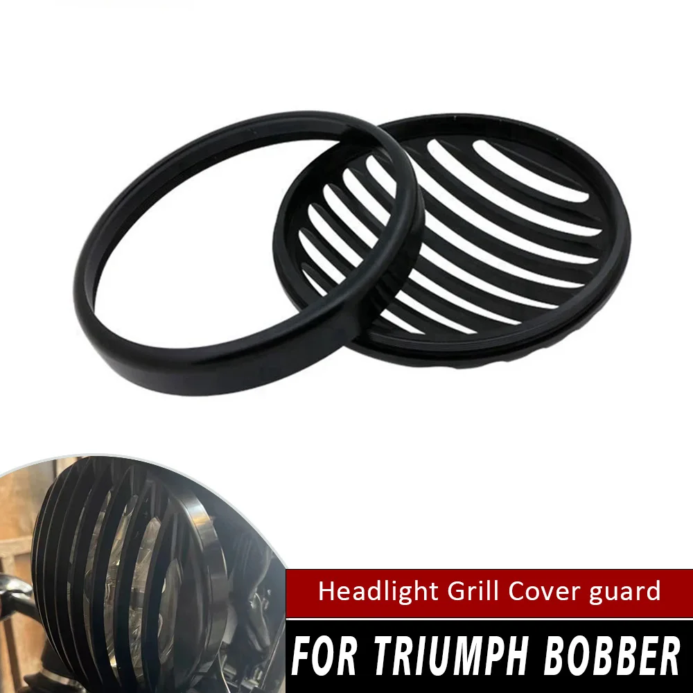 

Motorcycle LED Retro Headlight Grill Cover Guard Accessories for Triumph Bobber Black 2017 2018 2019 2020 2021