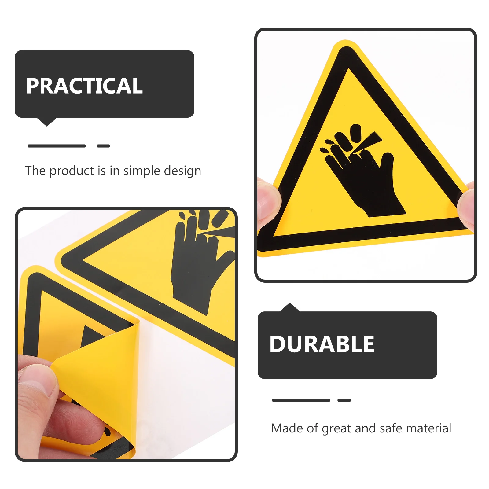 3 Pcs Labels Warning Decals Hand Pressure Caution No Vinyl Safety Machine Careful Sign