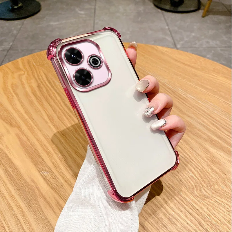 Enhanced Shockproof Silicone Phone Case with Reinforced Corners and Plating Design