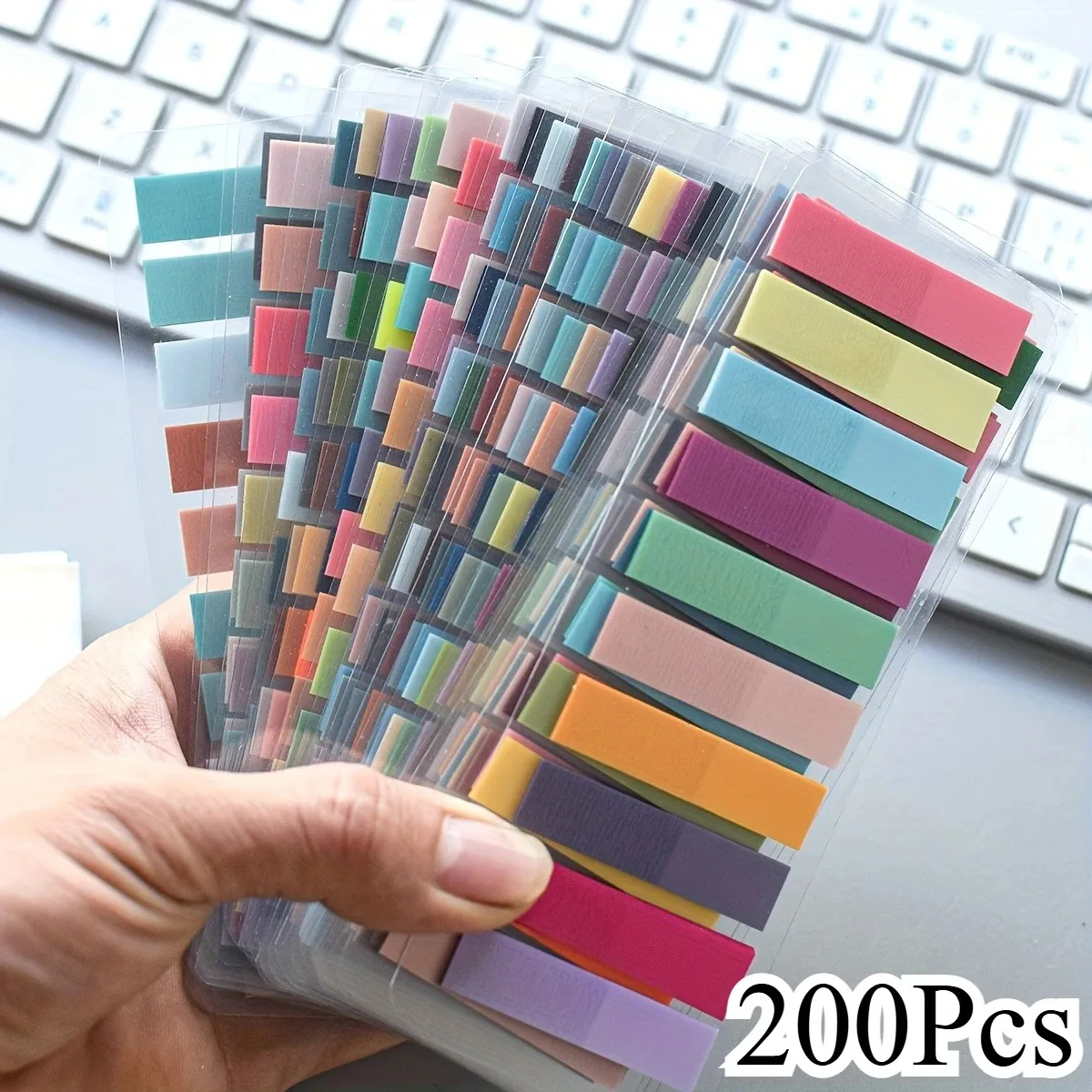 200Pcs Sticky Tabs for Annotating Books, Page Markers Clear Writable and Repositionable Book Flags Strip Index Tabs - 3
