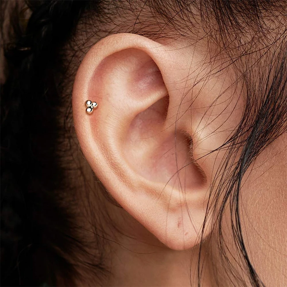 Triple Ball Flat Back Earring