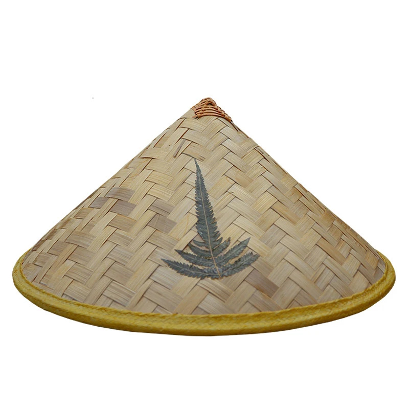 1PC Chinese Retro Bamboo Rattan Fisherman Hat Handmade Weave Straw Bucket Hat Tourism Rain Dance Props Cone Fishing Sunshade