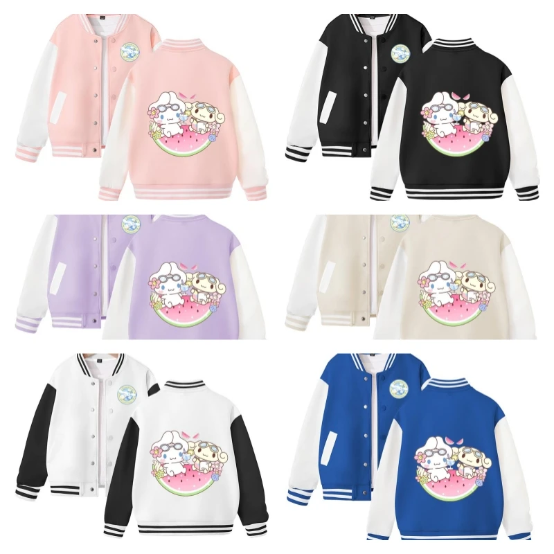 

Sanrioed Cinnamoroll брендовая бейсбольная куртка Униформа аниме Kawaii Girl модная универсальная весенне-осенняя Свободная куртка