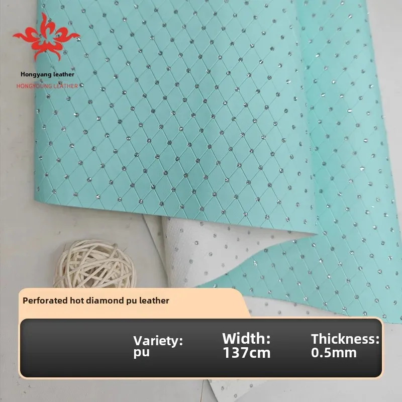 Leather Fabric for Jewelry Packaging Punched Rhinestone PU Leather Mobile Phone Case Handbag Shoe Cover Artificial