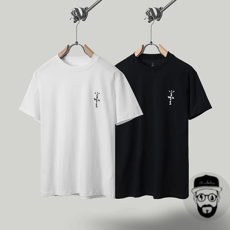 

Free delivery of Cactus Jack men's T-shirt with small label print, summer minimalist cotton toptee